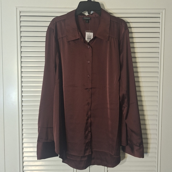 NWT Torrid Madison Satin Button-Up Long Sleeve Shirt Size 1X 14-16 - Picture 5 of 9